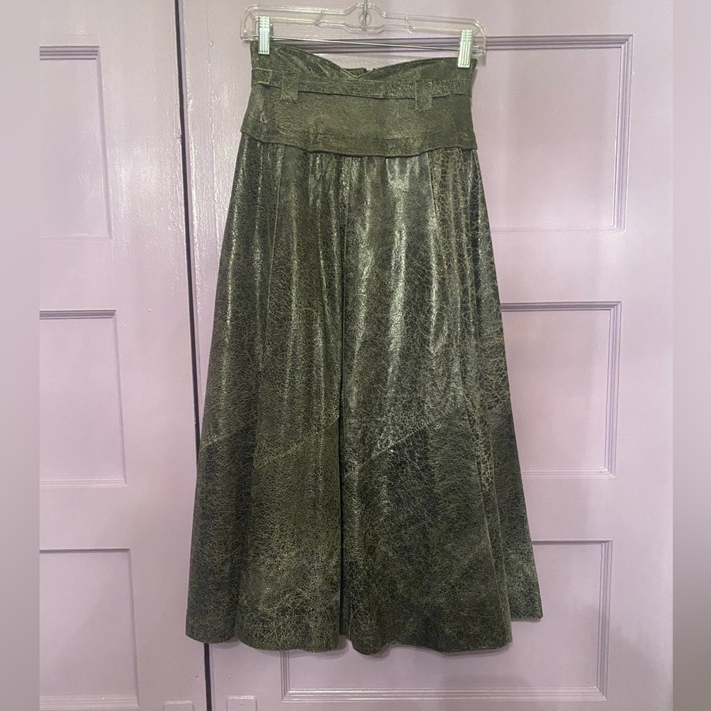 Vintage 1980s distressed leather panel skirt